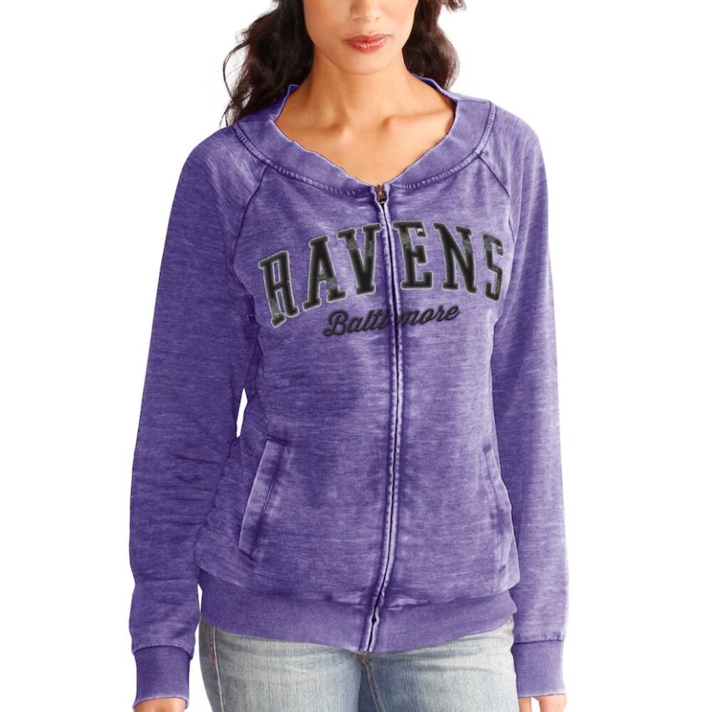 Touch Baltimore Ravens Women Long Sleeve Ballhawk Zip Up Sweatshirt Sz S Purple